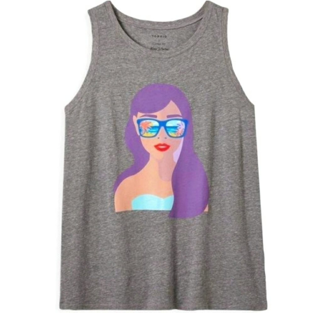 Torrid Triblend Jersey Scenic Sunnies Vintage Tank Grey 00 ML Size 10